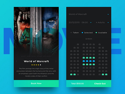 Book a Movie app booking cinema ios movie online seat selection select trailer ui ux