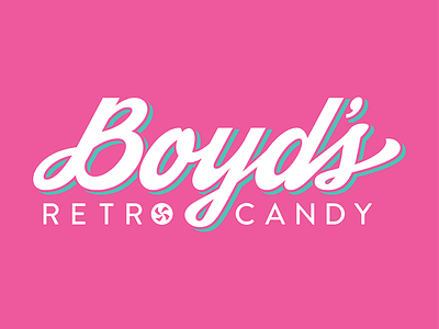 Boyd's Retro Candy Logo candy fun icon logo modern pink retro script teal throwback typography vector wordmark