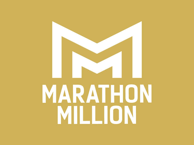 Marathon Million Logo logodesign white gold branding money debt typography icon logo