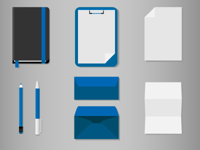 Flat Blue Stationery Icons blue flat icons notebook pen pencil stationery