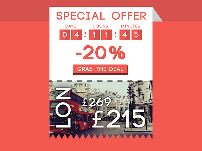 Day 017 - Special Offer 17 design england london offer red special ticket travel ui