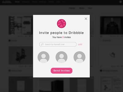 Day 021 - Dribbble Invitation Modal card dribbble invitation modal invite player
