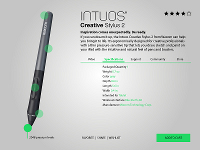 Day 022 - Technical Specifications buy card daily ui green information pen product stylus technical specifications