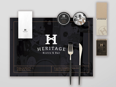 Heritage Bistro & Bar Stationery bar bistro branding coaster individual restaurant restaurant stationery