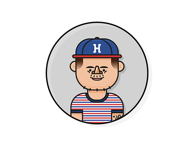 Column Five Team Player Nate Butler cap character designer dude fade hat portrait tats team
