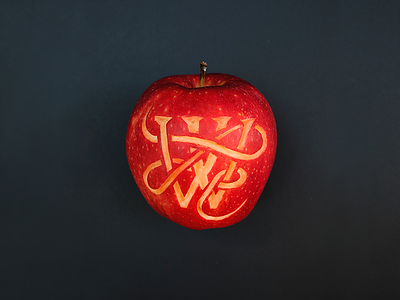 Type Fight! Red! apple carving drop cap food fruit red w