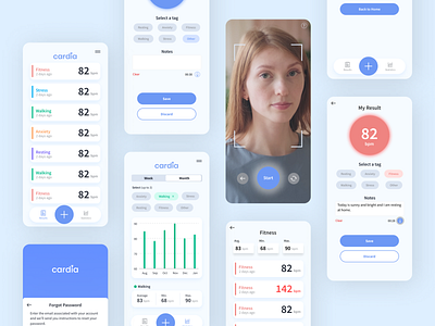 Heart rate monitor app - Cardia.ai app bpm camera color scheme colorful health app selfie