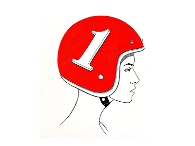 Helmut girl harley davidson helmet illustration line drawing line work portrait profile racer woman