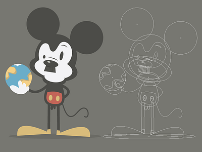 Heil Mickey! cartoon vector wireframe