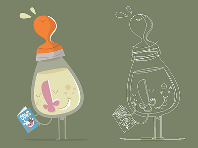 Mr. Baby Bottle cartoon vector wireframe