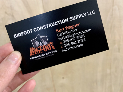 bigfoot construction supply business cards branding design minimal print design typography