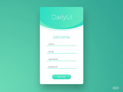 DailyUI #001 001 dailyui design home interface mint screen sign ui up welcome