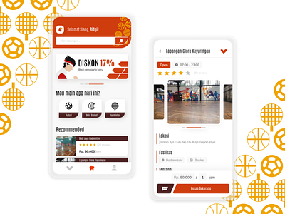 Sport Field Rent App android android app app basketball courage design fire football illustration indonesia designer mobile ui orange rent shop soccer sport ui ui designer uidesign uiuxdesign