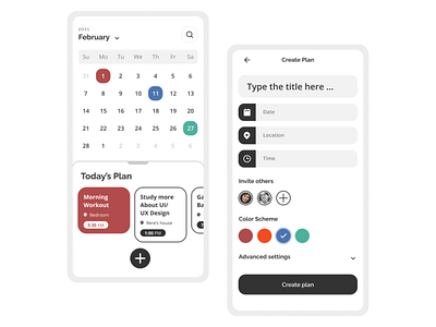 Calendar Planner App android android app app calendar calendar app calendar ui design minimalism minimalist minimalistic mobile ui planner planner app schedule schedule app scheduler ui ui design uidesign uiuxdesign