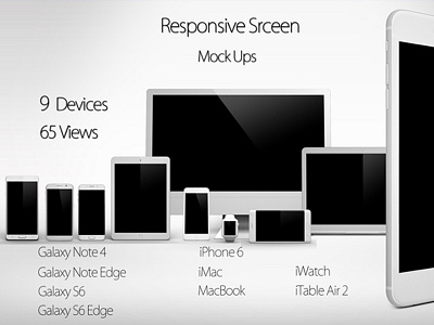 Smart Screen Devices Mock Up Pack galaxy note edge galaxy s6 edge ipad ipad air 2 ipad mini iphone 6 iphone 6 plus iwatch macbook mock up