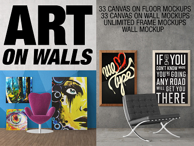 Art On Walls - Canvas Mockups - Frames Mockups - Wall Mockups