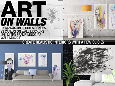 Art On Walls - Canvas Mockups - Frames Mockups - Wall Mockups