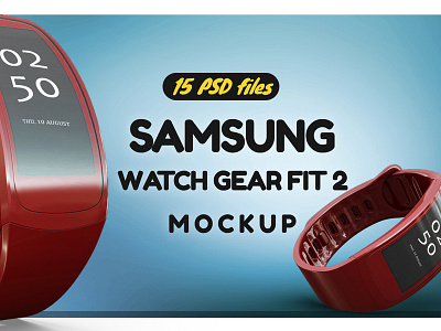 Samsung Watch Gear Fit 2 Mockup app application button iwatch mockups media message mobile mobility network plusmedia