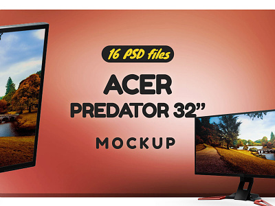 Acer Predator 32" Mockup 34inch computer 3d acer acer mockup acer predator 32 inch mockup asus computer lcd monitor mockup predator mockup
