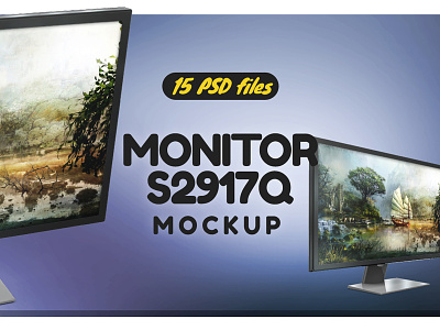 Monitor s2917q Mockup black business clean computer design monitor monitor mockup monitor s2817q monitor s2817q mocckup s2817q