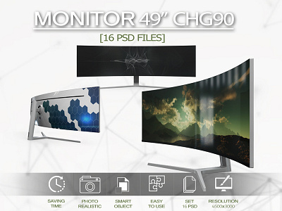 Monitor 49" CHG90 Mockup 3d computer lcd curved desktop display flat flat display flat mock up samsung 49