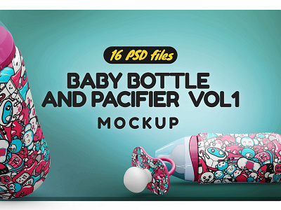 Baby Bottle and Pacifier Vol.1 Mockup baby baby bottle baby bottle mockup baby pacifier mockup bottle drink dummy meal milk pacifier mockup