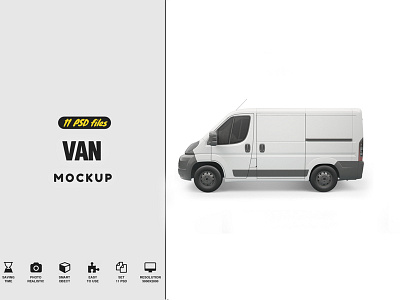 Van Mockup auto automobile brand branding lorry mock up mockup photorealistic print psd service sign