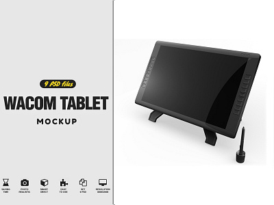 Wacom Graphic Screen Tablet Mockup 24hd dark digital light mockup screen mockup stand tablet mockup victorious design wacom