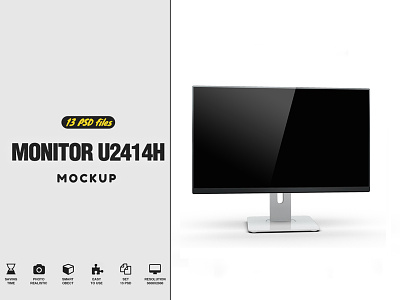 Monitor U2414H Mokcup black business clean computer design lcd mock up mock up mockup monitor pro render