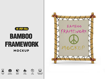 Bamboo Framework Mockup framework green orange pattern red shop sign the award the certificate