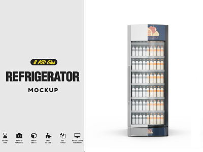 Refrigerator Mockup beverage bottle bull can coke cola cooler drink energy food fridge kitchen