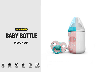 Baby Bottle and Pacifier Vol.2 Mockup baby baby bottle mockup baby pacifier mockup pacifier mockup