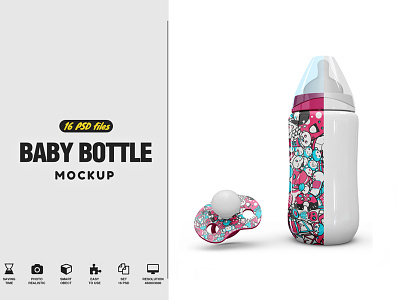 Baby Bottle and Pacifier Vol.1 Mockup baby baby bottle mockup baby pacifier mockup pacifier mockup