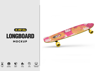 Longboard Mockup back background banner black blank board cool culture deck decoration design drawing