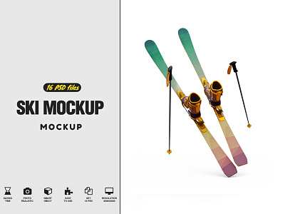 Ski Mockup 3d art board mockup clean mockup ski ski mockup