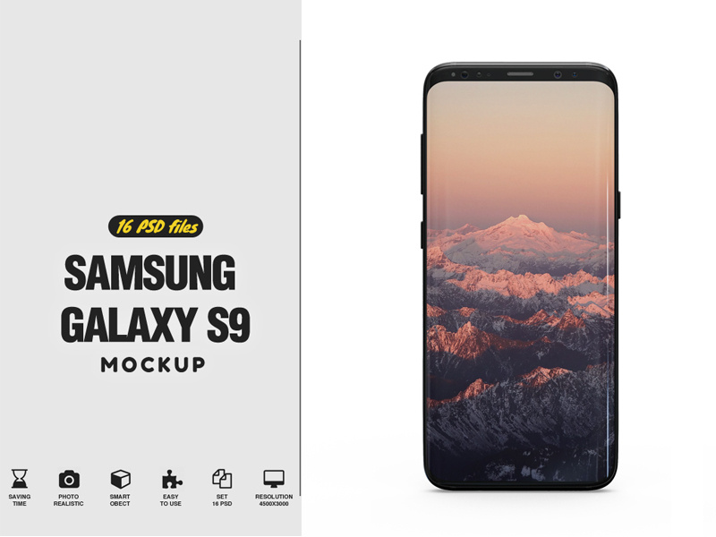 Samsung Galaxy S9 Mockup led lcd hd full hd display design curved tv clean cinema