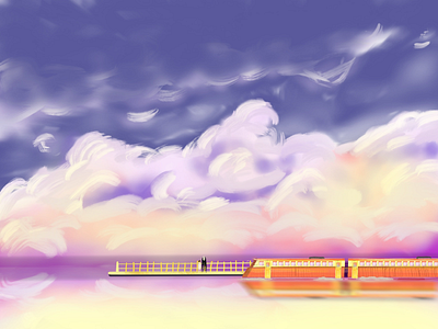 The Sixth Platform adventure clouds design digital illustration ghibli illustration