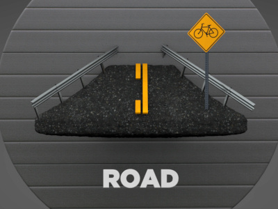 Road animation guard rail pavement road sign