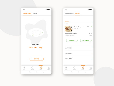 swiggy orders nav app design experience flat minimal swipe ui ux web