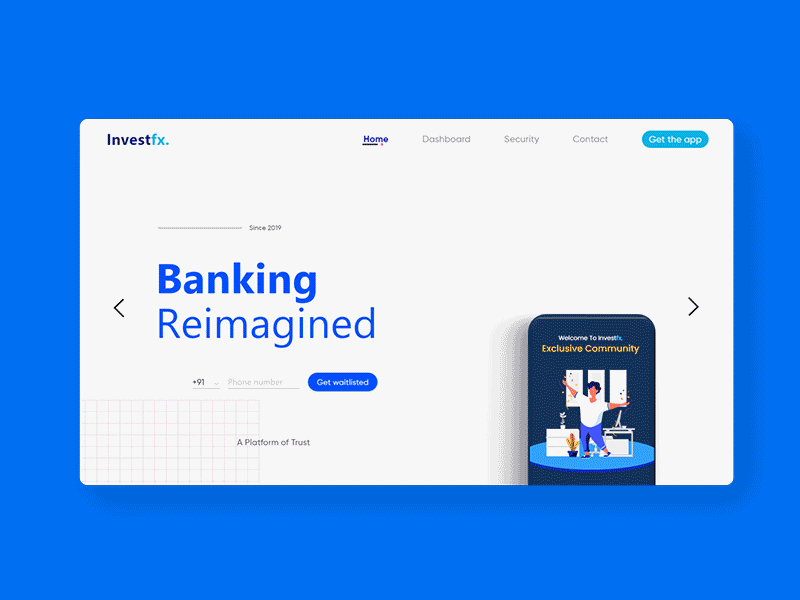 Online Banking Landing page