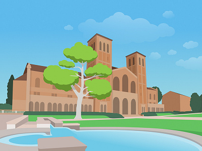 UCLA - Royce Hall buildings flat illustration illustrator landscape university