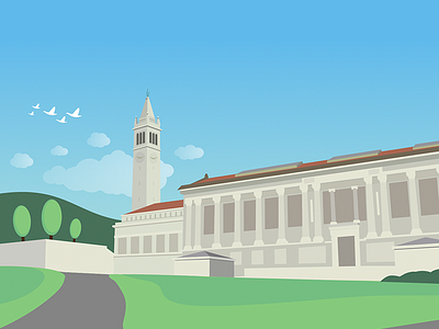 UC Berkeley Library berkeley buildings campanile flat illustration illustrator landscape university