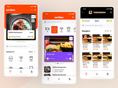 Seriden - Take Away 🍔🌮🌯 Mobile App📱 design food app illustration mobile mobile app order app product design take away app ui