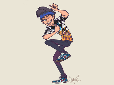 Aul wearing Homebois jersey and Nike Sb FTC anime aul character esports ftc illustration manga nike nike sb nike sb dunk