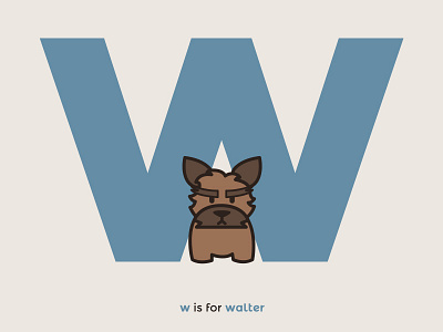 W is for Walter alphabet dog illustration poster