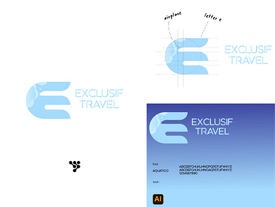 exclusif travel logo design 2021 airplane best blue flight logo minimalist modern simple travel traveling ui