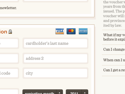 Checkout cart checkout credit field shadow