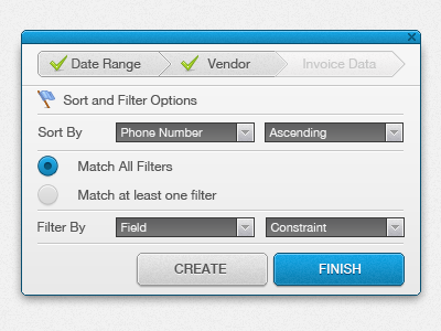 Sort And Filter button filter gui interface radio