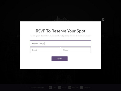 RSVP Popup landing page pop up rsvp