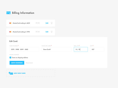 Billing Info billing credit card info preferences